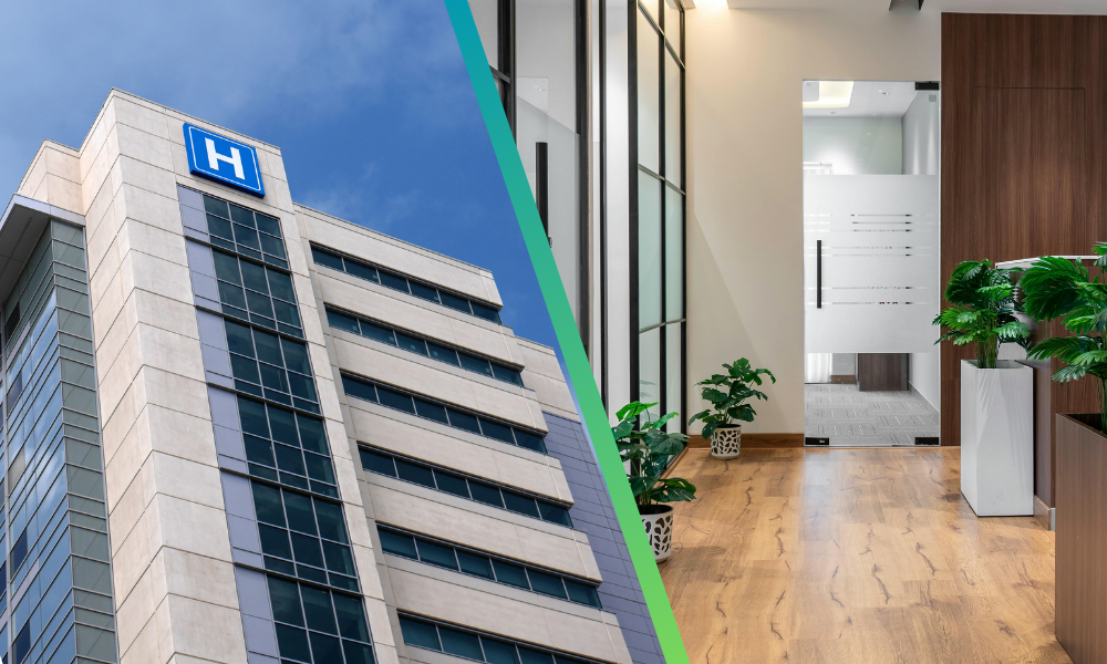 Edificio de oficinas corporativas protegido por Olea Seguros